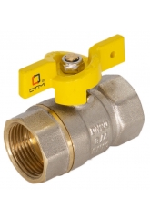 Кран газовый 1/2"ВР/ВР СТМ ГАЗ CGFFB полнопроходной, бабочка желтая