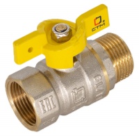 Кран газовый 1/2"ВР/НР СТМ ГАЗ CGFMB полнопроходной, бабочка желтая