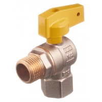 Кран газовый 1/2"ВР/НР СТМ ГАЗ CGLFMB угловой полнопроходной, флажок желтый