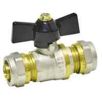 Кран шаровой 16мм цанга х 16мм цанга Vieir бабочка черная, для металлопластика