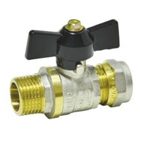 Кран шаровой 20мм цанга х 3/4"НР Vieir бабочка черная, для металлопластика