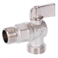 Кран шаровой угловой 1/2"НР х 3/4"НР Stout для бытовой техники