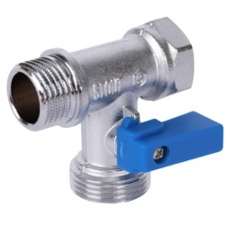 Кран шаровой трехпроходной 1/2"ВР х 3/4"НР х 1/2"НР STOUT для стиральных и посудомоечных машин