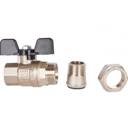 Кран шаровой со сгоном 1/2"ВР/НР Stout прямой бабочка черная