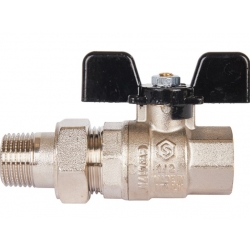 Кран шаровой со сгоном 1/2"ВР/НР Stout прямой бабочка черная