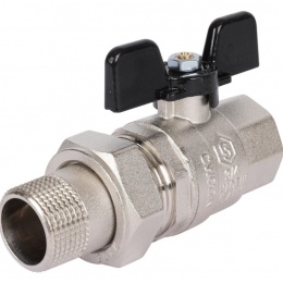 Кран шаровой со сгоном 3/4"ВР/НР Stout прямой бабочка черная