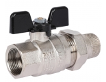 Кран шаровой со сгоном 3/4"ВР/НР Stout прямой бабочка черная