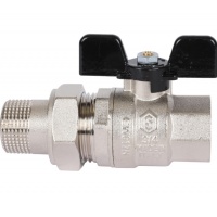 Кран шаровой со сгоном 3/4"ВР/НР Stout прямой бабочка черная