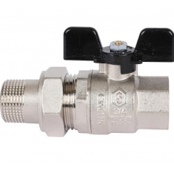 Кран шаровой со сгоном 3/4"ВР/НР Stout прямой бабочка черная