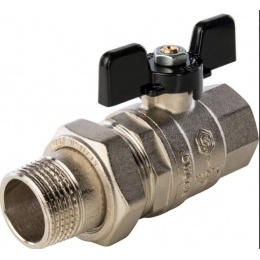 Кран шаровой со сгоном 1"ВР/НР Stout прямой бабочка черная