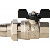 Кран шаровой со сгоном 1"ВР/НР Stout прямой бабочка черная