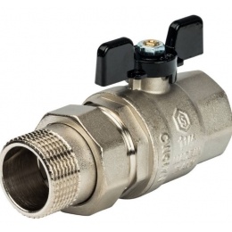 Кран шаровой со сгоном 1 1/4"ВР/НР Stout прямой бабочка черная