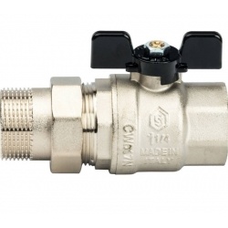 Кран шаровой со сгоном 1 1/4"ВР/НР Stout прямой бабочка черная