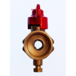 Кран шаровой трёхходовой для манометра 1/2"ВР/ВР, Ру16, с краном Маевского, бабочка красная