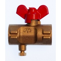 Кран шаровой трёхходовой для манометра 1/2"ВР/ВР, Ру16, с краном Маевского, бабочка красная