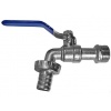 Кран шаровой водоразборный 1/2" Aqualink Эко сливной с латунным штуцером, рычаг синий