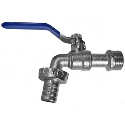 Кран шаровой водоразборный 1/2" Aqualink Эко сливной с латунным штуцером, рычаг синий