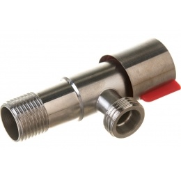 Кран угловой 1/2"НР/НР Fmark для стиральной машины, сатин, красный