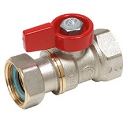 Кран шаровой с накидной гайкой 1/2"ВР х 1/2" Giacomini флажок красный