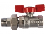 Кран шаровой со сгоном 3/4"ВР/НР Giacomini прямой, бабочка красная, стандартнопроходной