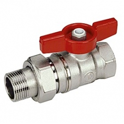 Кран шаровой со сгоном 1/2"ВР/НР Giacomini прямой, бабочка красная, стандартнопроходной