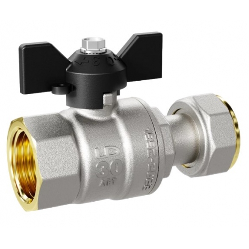 Кран шаровой с накидной гайкой 1/2"ВР х 1/2" LD Pride бабочка черная купить в интернет магазине Санрай73