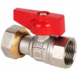 Кран шаровой с накидной гайкой 3/4"ВР х 3/4" MVI полнопроходной, бабочка красная