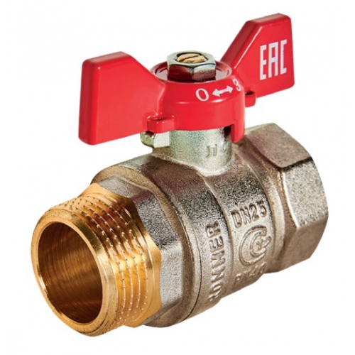 Кран шаровой 3/4"ВР/НР Rommer бабочка красная купить в интернет магазине Санрай73