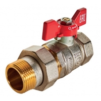 Кран шаровой со сгоном 3/4"ВР/НР Rommer прямой бабочка красная