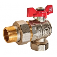 Кран шаровой со сгоном 1/2"ВР/НР Rommer угловой бабочка красная