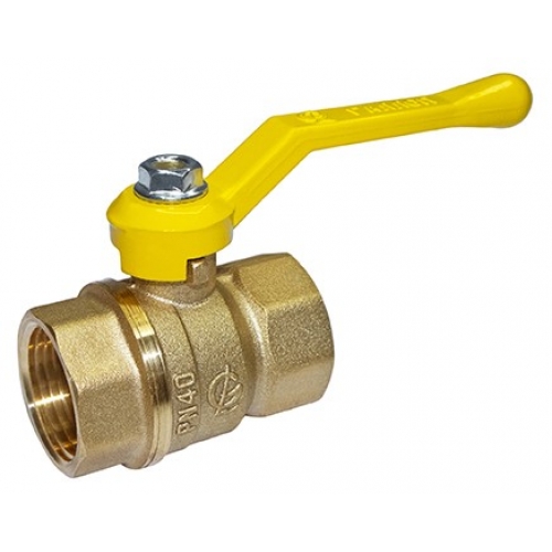 Кран газовый 1"ВР/ВР Галлоп 220 Стандарт полнопроходной, рукоятка стальная желтая купить в интернет магазине Санрай73