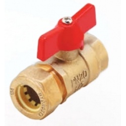 Кран шаровой 1/2"вр х 15 мм цанга Hydrosta, для гофрированных труб, бабочка красная