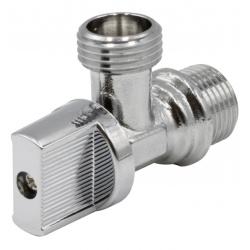Кран шаровой угловой 1/2"НР/НР ручка, никелированный, A3051