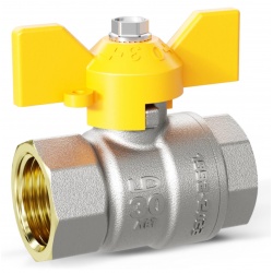 Кран газовый 1/2"ВР/ВР LD Pride неполнопроходной, бабочка желтая