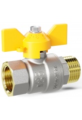 Кран газовый 1/2"ВР/НР LD Pride неполнопроходной, бабочка желтая