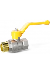 Кран газовый 1/2"ВР/НР LD Pride неполнопроходной, рычаг желтый