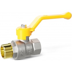Кран газовый 1/2"ВР/НР LD Pride неполнопроходной, рычаг желтый