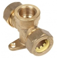 Тройник установочный 15мм х 1/2"вр х 15мм Hydrosta, для нержавеющей гофротрубы