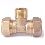 Тройник 15мм х 1/2"нр х 15мм Hydrosta, для нержавеющей гофротрубы