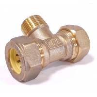 Тройник 25мм х 1"нр х 25мм Hydrosta, для нержавеющей гофротрубы