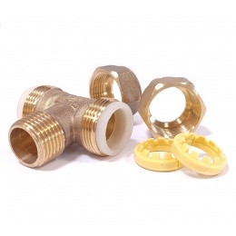 Тройник 20мм х 3/4"нр х 20мм Hydrosta, для нержавеющей гофротрубы