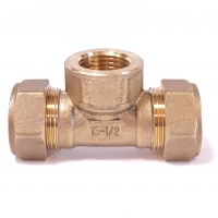 Тройник 15мм х 1/2"вр х 15мм Hydrosta, для нержавеющей гофротрубы