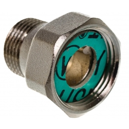 Соединение с накидной гайкой 3/4"вр х 1/2"нр Uni-Fitt, плоская прокладка, никелированное