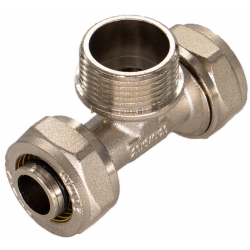 Тройник 16мм х 1/2"нр х 16мм обжим для металлопластиковых труб