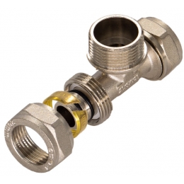 Тройник 16мм х 1/2"нр х 16мм обжим для металлопластиковых труб