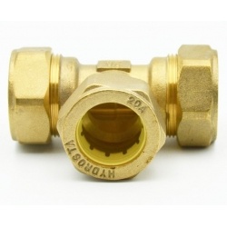 Тройник 15мм х 15мм х 15мм Hydrosta, для нержавеющей гофротрубы