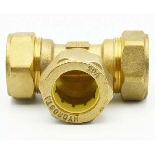 Тройник 15мм х 15мм х 15мм Hydrosta, для нержавеющей гофротрубы купить в интернет магазине Санрай73