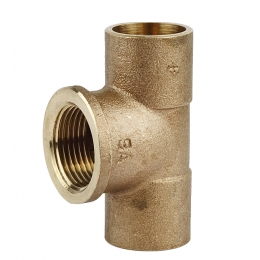 Фитинг 18мм x 3/4"вр х 18мм Sanha бронза, тройник ВП-ВР-ВП, для медных труб, под пайку