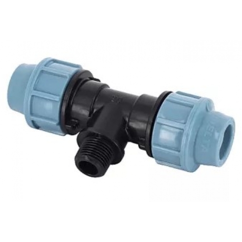 Тройник 25мм х 1/2"нар х 25мм UNIDELTA компрессионный для ПНД труб купить в интернет магазине Санрай73