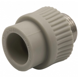 Муфта 25 мм х 3/4"нр EVER PLAST PP-R серый с резьбой для полипропиленовых труб